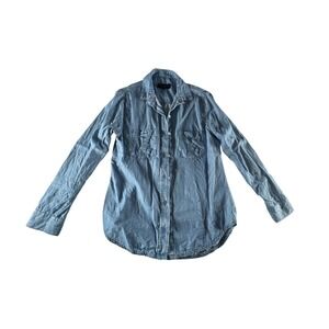 Banana Republic Soft Wash Chambray Denim Button Up Shirt Womens XS Made in India